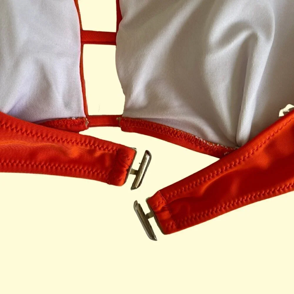 Red/Orange Cupshe Bikini Swimsuit Top with Front Cutout